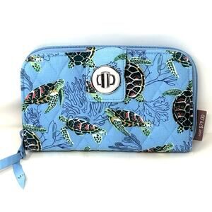 Vera Bradley Sea Turtles Coral Essential Turnlock Wallet Large NWT Ocean EXACT